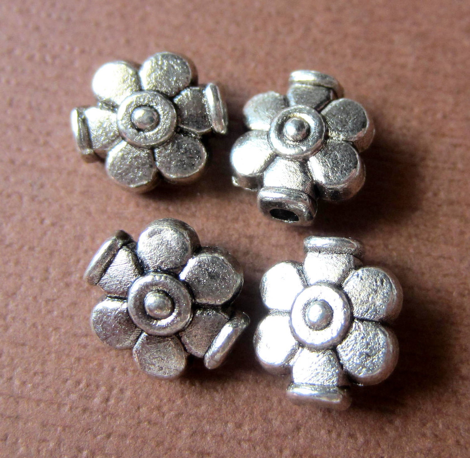 30 Silver Spacer Beads Antique Silver Flower Beadwork Supply | Etsy