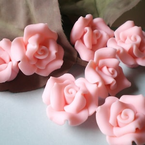 Pink Rose Beads 6 fimo wedding jewelry wedding supply flower beads pink beads