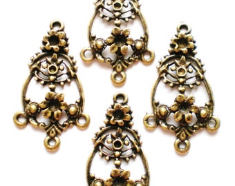 Bronze  Earring Chandelier drops jewelry findings 8 antique bronze earring dangles  37.5mm 21.5mm