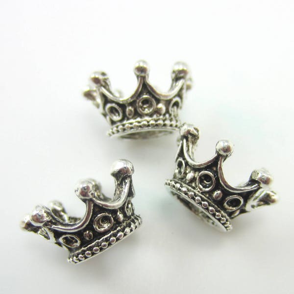 10 Antique Silver crown charms jewelry making supplies royal crown pendants  crown beads lead free nickel free 12mm x 7mm