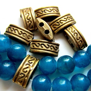 22 Antique bronze two hole Spacer beads multi stand spacer two hole slider beads 5mm x 10mm