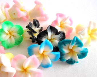 12 Perles fleur en pâte polymère perles fleur fimo fleur en pâte fimo 15mm x 9mm G105-M12
