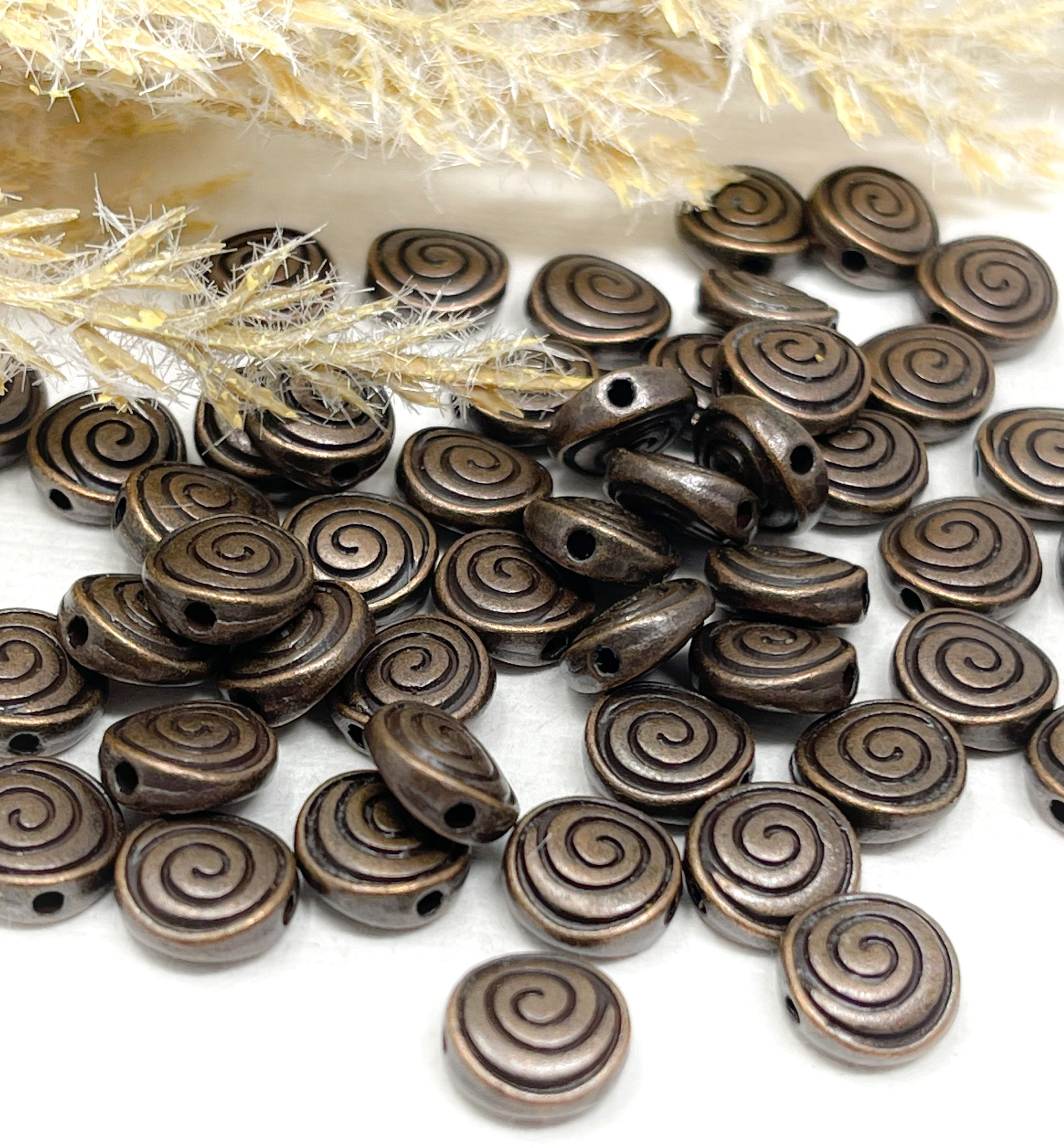 Helices Craft Copper Metal Spacer Beads With Swirl Helix Pattern, Copper Jewelry ...