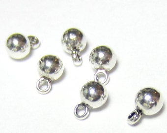 Bolas colgantes de plata de 4 mm x 6 mm, forma de lazo para joyería, orbe de plata, suministros de joyería, dijes de joyería gitana, pequeñas cuentas en bucle, cantidad 50