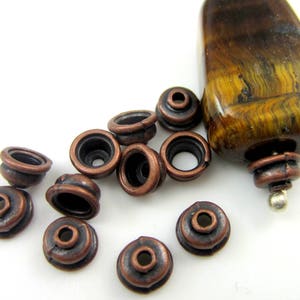 30 Stacked Perlenkappen Antik Kupfer ethnischen Schmuck Spacer Perlen Schmuck machen Lieferungen