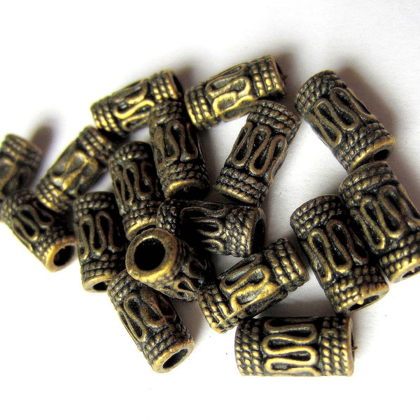 24 antique bronze metal spacer beads links 5mm 10mm 3mm