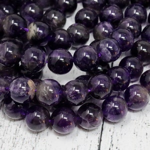 Cuentas espaciadoras redondas de amatista pulida - Cuentas de piedra natural - 6 mm, 8 mm y 10 mm -