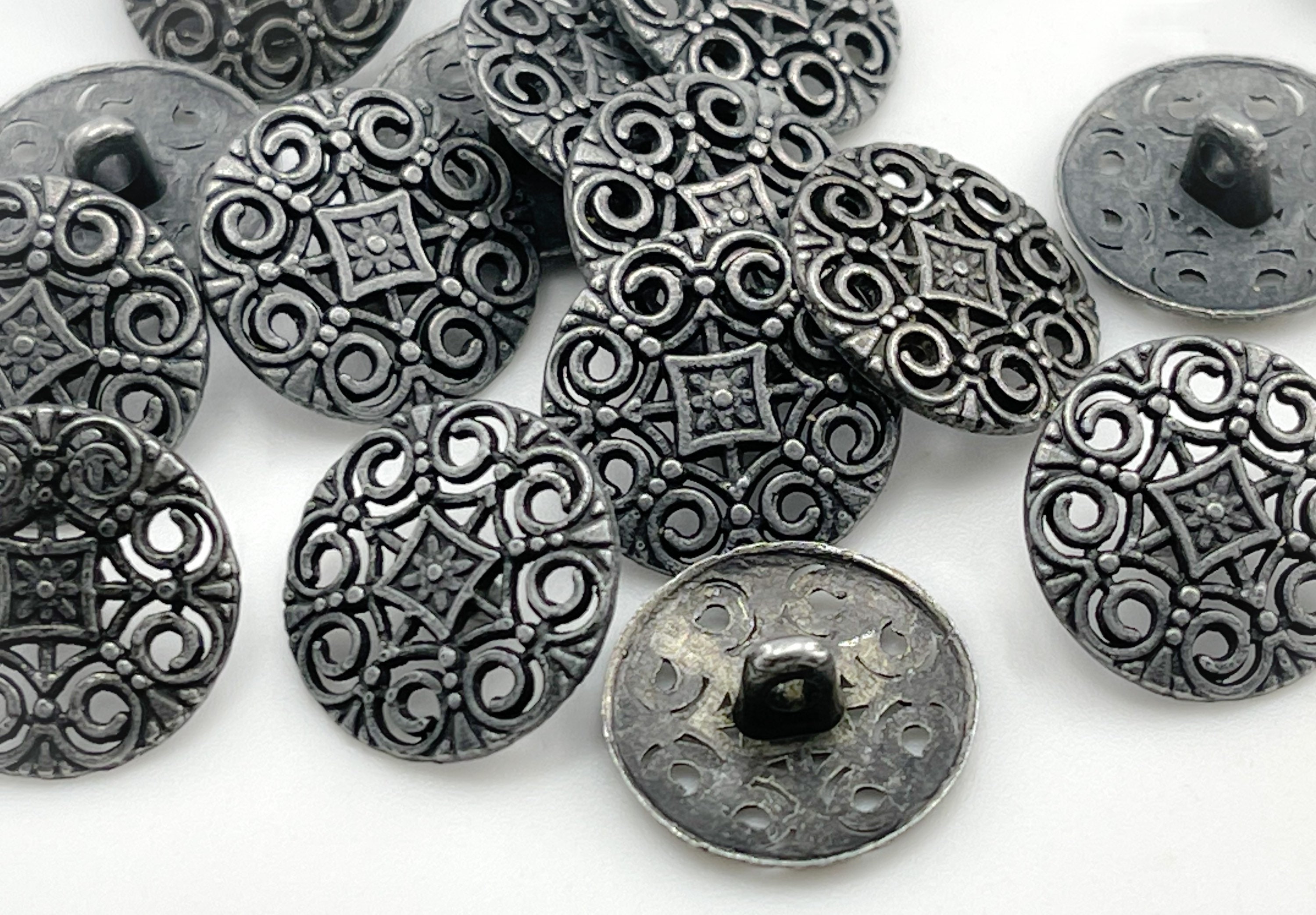 Matte Silver Shank Buttons - Engraved Dome Buttons - Button Closures ...
