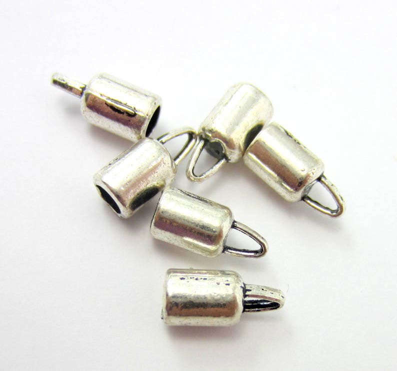 16 Cord caps Antique silver cord ends caps bead caps barrel Etsy