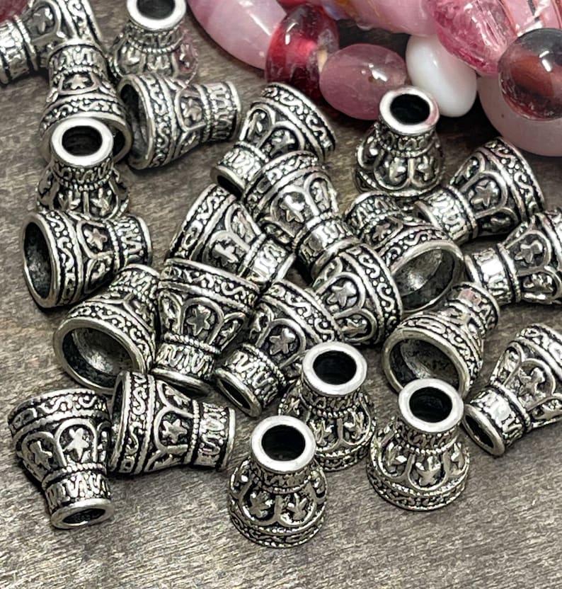 18 Antik Silber Metall ethnischen Stil Perlenkappen Bild 5