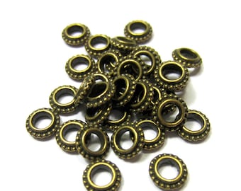 Spacer beads antique bronze jewelry making supplies donut beads Qty 30