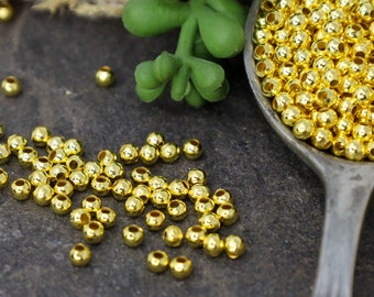 Gold Metal Spacer Beads - Round Gold Beads - DIY Jewelry - Gold Findings