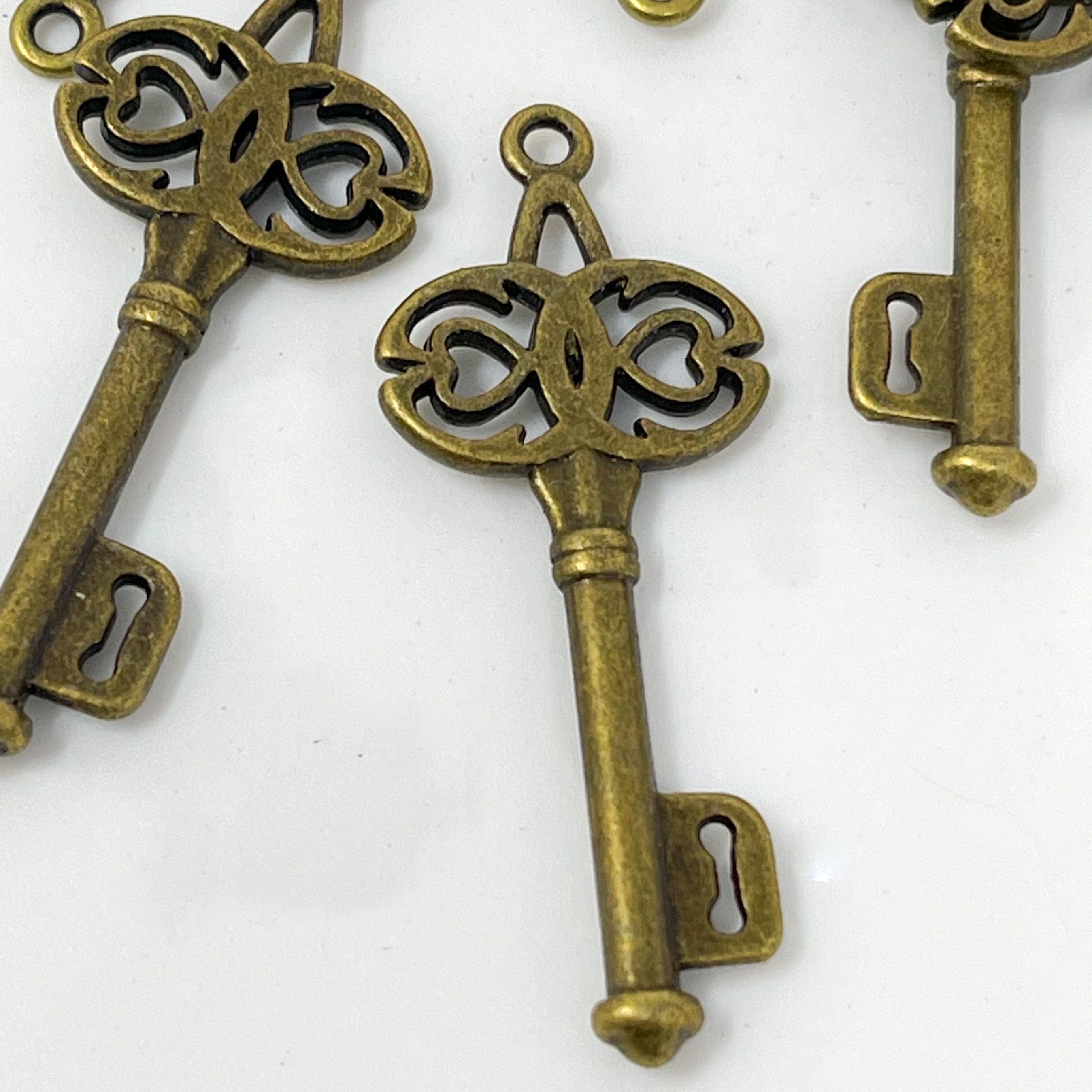 10 Antique Bronze Skeleton Key Charms Jewelry Supply 45x17x2mm Etsy