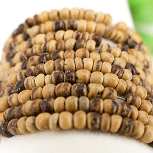 Small Coconut Beads – Natural Brown Wood Beads, 4mm Round Beads, Organic Jewelry Making Supplies, Eco Friendly Beads, 15” Strand