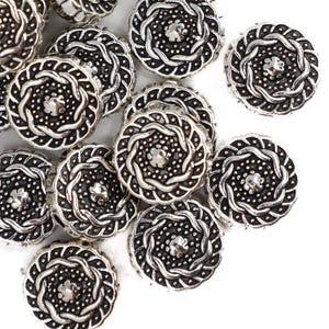 Antique Silver Patterned Round Coin Beads, Antique Silver Metal Spacer Beads for Boho Jewelry Making, 10mm Metal Beads, Qty: 10, 24, or 50pc