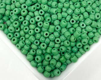 6/0 Matte Green Opaque Glass Seed Beads, Round Green Seed Beads, 50g