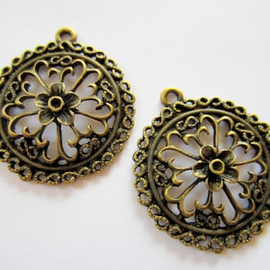 6 Earring Chandelier filigree antique bronze jewelry  Findings 33mm 30mm  Filigree antique bronze finish