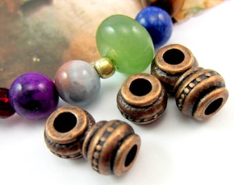 24 Antique copper beads  metal  spacer beads large hole beads jewelry supply 9mm