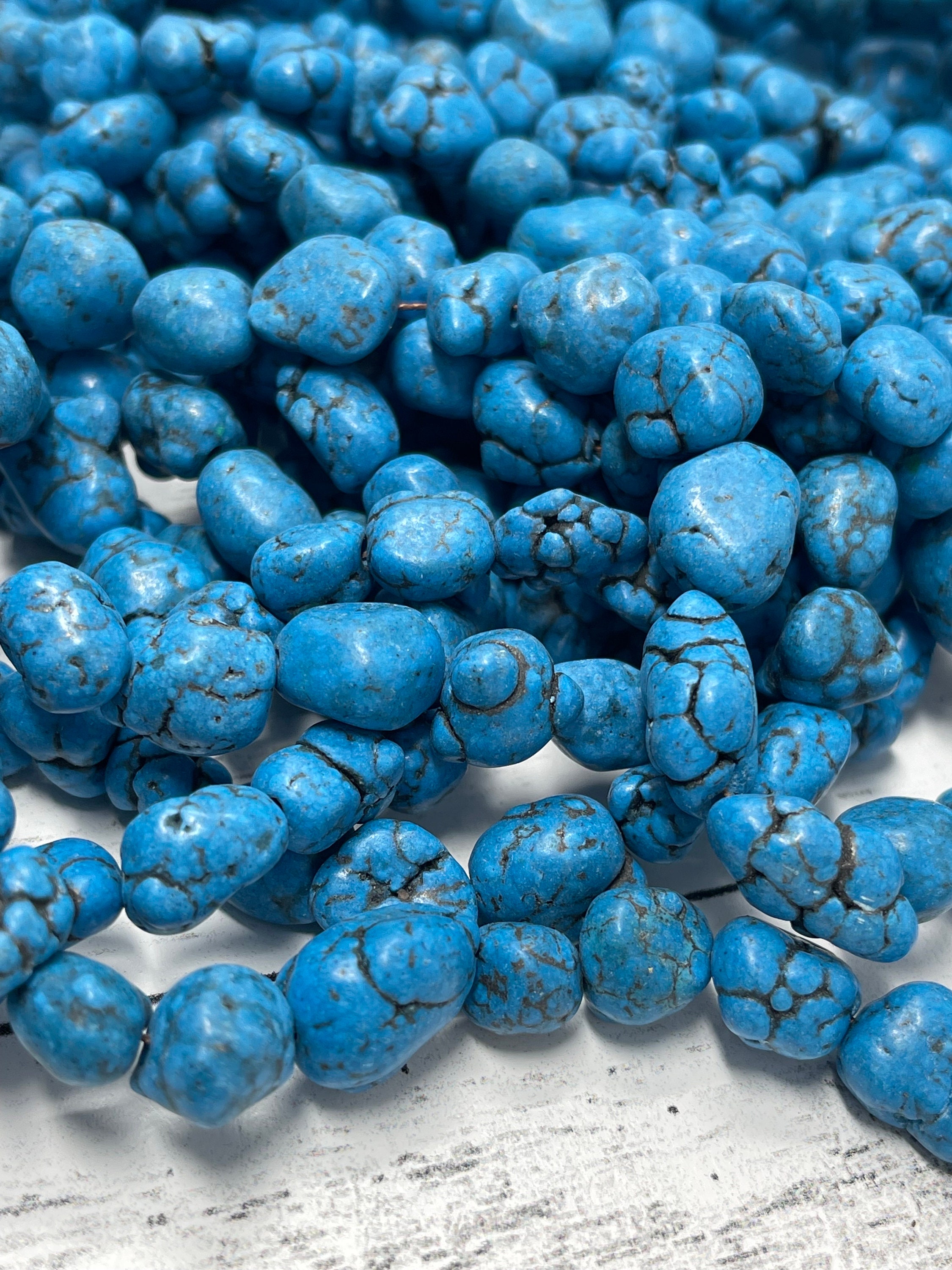 STONE  ネイビークルーネックス ウェット Chunky Deep Blue Turquoise, Natural Stone Nugget Spacer Beads Qty