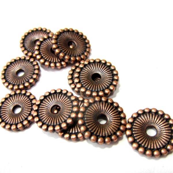 10mm Copper spacer Beads 32 flat round beads disc beads coin beads jewelry making supply  nickel free lead free