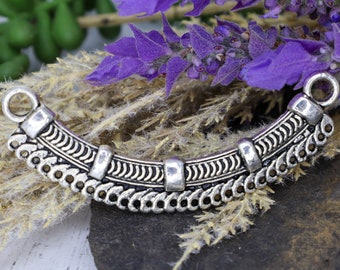 Large Gypsy Style Necklace Connector - Silver Jewelry Connector - Focal Link - Jewelry Findings - Qty 2