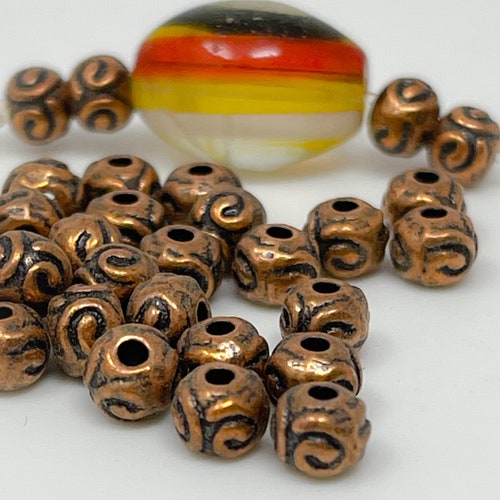 30 Copper Beads Spiral Spacers Jewelry Making Supply 4mm X 4mm Etsy
