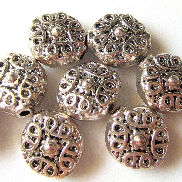 24 Silver metal beads spacers jewelry making supplies 11mm x 10mm x 6mm