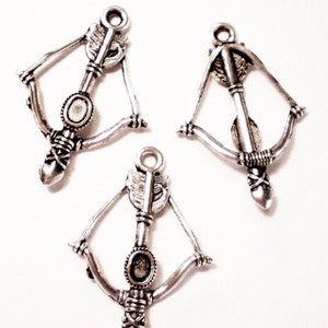 3 Charms Pfeil und Bogen silber schmuck Zubehör 25x35.5 mm