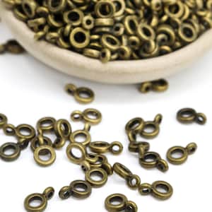 Antique Bronze Bead Hangers, 6.5mm Jewelry Charm Connectors, Spacer Beads with Loop for Pendants or Dangles