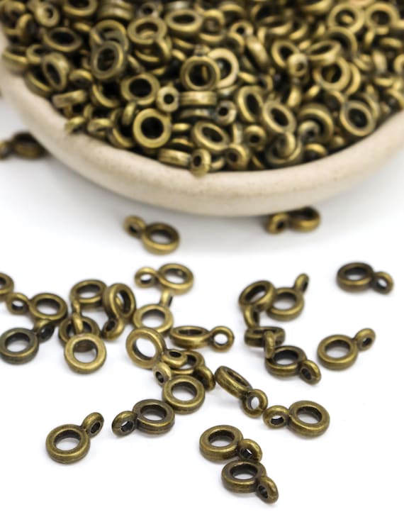 Antique Bronze Bead Hangers, 6.5mm Jewelry Charm Connectors, Spacer Beads with Loop for Pendants or Dangles