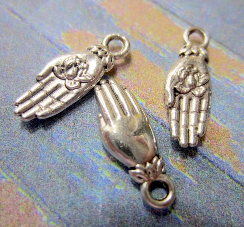 18 Antique Silver Hand Charms Fatima Hand Charms Hamsa Hand Etsy