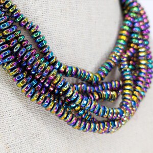 Non-Magnetic Hematite Beads, Multi-Color Plated Disc Beads, Rainbow Metallic Spacer Beads, Polished 6x3mm Hematite Strands, 15.7" Strand image 2