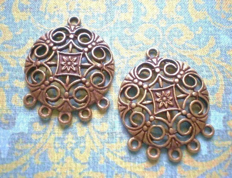 4 Earring Chandelier Findings 30mm25mm Brass Filigree Antique Etsy