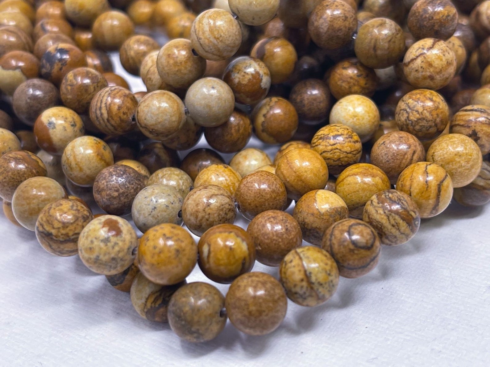 Picture Jasper Beads 8mm Gemstone Jewelry Supplies Strand 45 Etsy