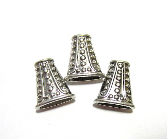 18 Antique Silver Bead Caps Cone 18mm X7mm Oval Opening