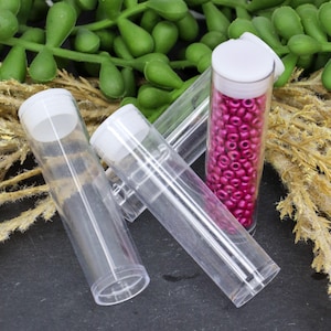 Contenitori per perline in tubo di plastica trasparente con coperchio - Barattolo di conservazione - Conservazione in tubo ~25g - Quantità 6