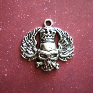 4 silver metal skull charms craft jewelry supplies