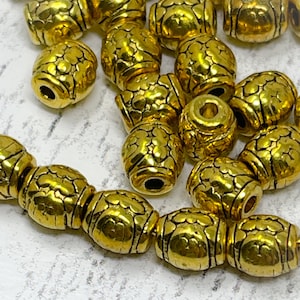 24 Gold Barrel Spacer Beads, Jewelry Findings
