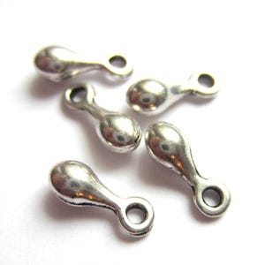 Colgantes de plata en forma de lágrima de 11 mm x 4 mm, gotas para joyería, suministros para joyería, adornos para bailarinas de danza del vientre, cantidad: 50