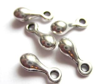 Silver teardrop dangles 11mm x 4mm jewelry drops  tear drops jewelry supplies belly dancer trim Qty 50
