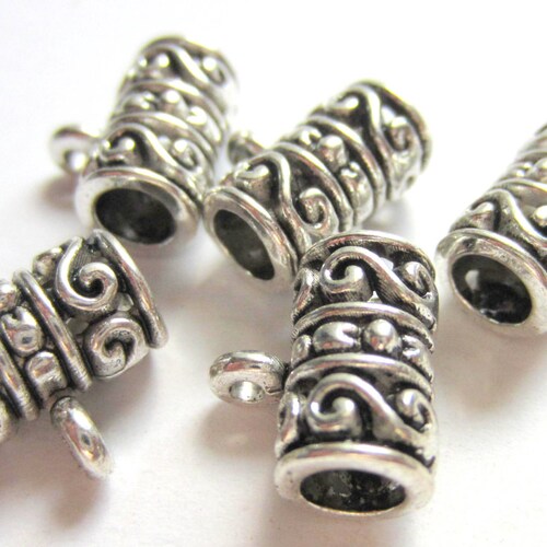 24 Tube Bead Hangers Jewelry Making Supply Antique Silver Etsy