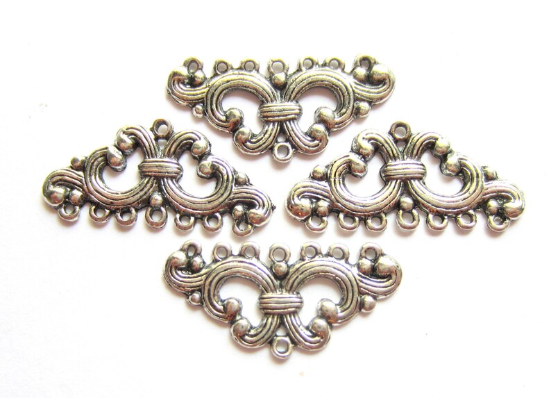8 Jewelry Connectors Antique Silver Connector Links 28mm X Etsy