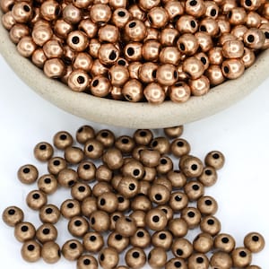 Round Red Copper Beads, Copper Spacer Beads, Metal Spacer, Copper Jewelry Findings, Bracelet Supplies, 4mm or 5.5mm, Qty:  20, 60, or 100