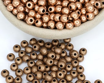 Round Red Copper Beads, Copper Spacer Beads, Metal Spacer, Copper Jewelry Findings, Bracelet Supplies, 4mm or 5.5mm, Qty:  20, 60, or 100