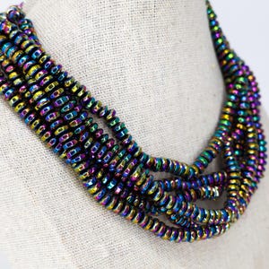 Non-Magnetic Hematite Beads, Multi-Color Plated Disc Beads, Rainbow Metallic Spacer Beads, Polished 6x3mm Hematite Strands, 15.7" Strand image 6