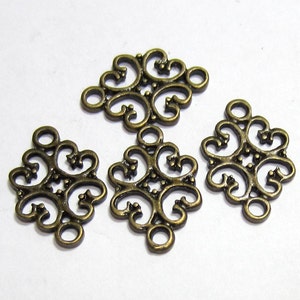 18 Connector Pendants boho  jewelry findings antique bronze links 18mm 13mm