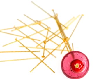 Gold Metal Flat Head Pins, 28mm Wire Components, Jewelry Making Supplies