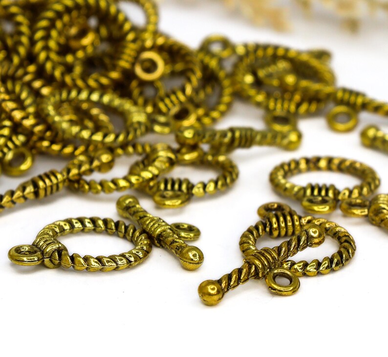 Gold Toggle Clasps, 19mm Ring and 20mm T-Bar Jewelry Closures for Necklaces and Bracelets, Lead Cadmium Free Alloy, Qty: 12 Sets image 6