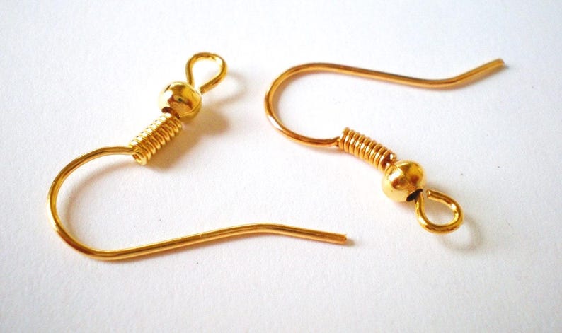 Gold Earring Hooks, Iron Ear Wires for Dangle Earrings, DIY Jewelry Findings, 17mm Hook Style image 7