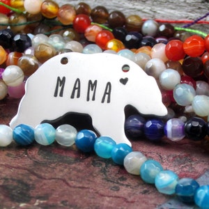 8 Silver Mama bear charms  stainless steel jewelry connectors mama charms  31mm x 20mm